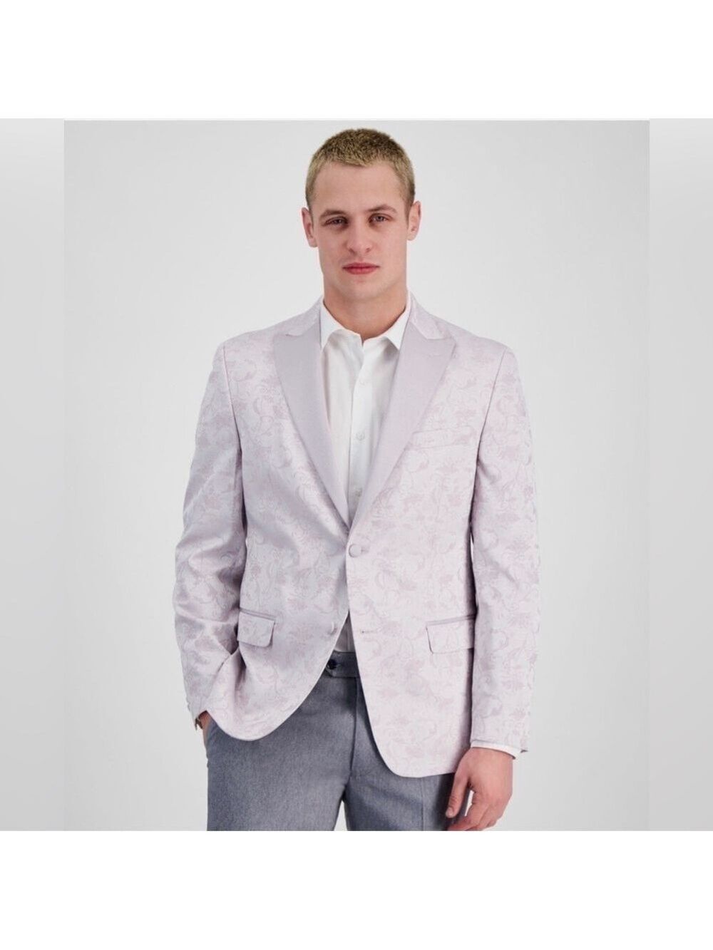 ALFANI Mens Slim Fit Pink Floral Evening Blazer Sport Coat Suit Jacket